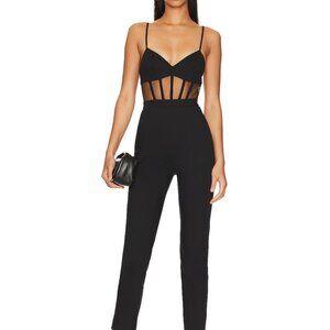 NWOT $238 Revolve NBD Bianna Jumpsuit Mesh Bustier Banded Size XS FLAW